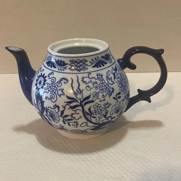 Pier 1 Blue and White Ceramic Teapot - Picture 1 of 5